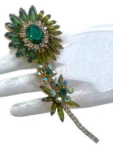 Juliana DeLizza & Elster Enorme Broche Flor Verde, Figura Olivino, El Más Grande Hecho - Imagen 1 de 2
