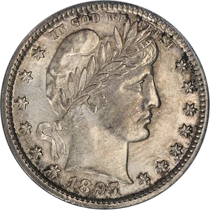 1897-P Barber Quarter Nice Unc Details Nice Luster Strong Strike - Picture 1 of 2