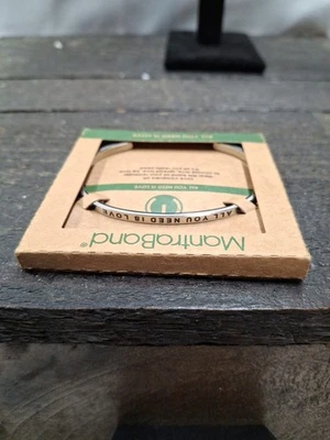 MANTRABAND CUFF BRACELET NIB ALL YOU NEED IS LOVE STAINLESS STEEL  INSPIRTATION - Image 1 of 4