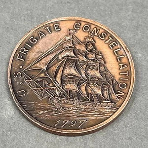 U.S. Frigate Constellation Bronze Münze Medaille 1797 aus 1. US Navy Schiff - Bild 1 von 12
