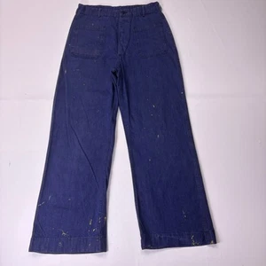 Vintage 70s US Navy 30x29 Seafarer Bell Bottom Wide Leg Flare Denim Sailor Trousers - Bild 1 von 24