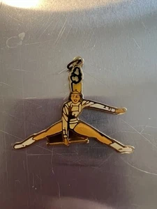 Gymnastics Baton Twirler Gymnast Necklace Pendant Charm Metal Enamel Gold Tone - Picture 1 of 5
