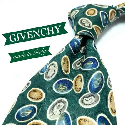 Corbata de seda verde con patrón de cachemira GIVENCHY usada Foto 1 de 4