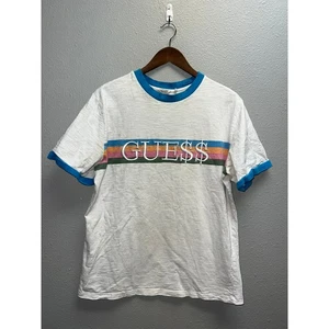 Camisa Guess Asap Rocky Blanca Rayas Azul Timbre Camiseta A$AP Camiseta Mediana - Imagen 1 de 9