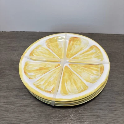 "Juego de 4 platos de postre de melamina y fruta rebanada de limón Hobby Lobby 8"" NUEVO Foto 1 de 3