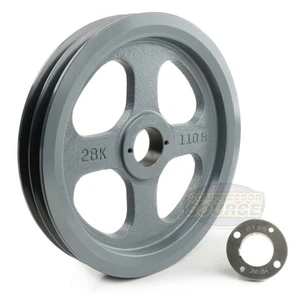 Cast Iron 10.75" 2 Groove Pulley Dual Belt B Section 5L 1-3/8" Sheave Bushing - Picture 1 of 6