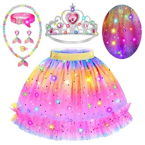 Prinzessin Verkleiden für Mädchen 4-6, Leuchtende Meerjungfrau Prinzessin Anzieh Spielzeug für... - Bild 1 von 7