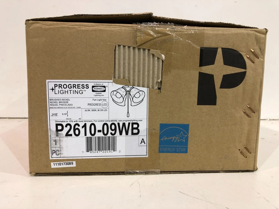 Kit de luces de ventilador de techo de níquel cepillado de 4 luces Progress Lighting P2610-09WB Foto 1 de 3