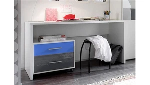 Schreibtisch Jugendzimmer Tisch Arbeitstisch Colori weiß Rollcontainer blau grau - Bild 1 von 13