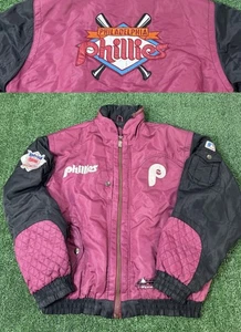 Vintage 80s 90s Campri Philadelphia Phillies Bomber Utility Jacket Burgundy L - Bild 1 von 18