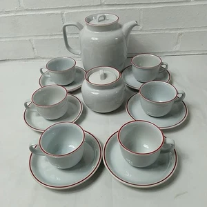 Poole Pottery, Tea / Coffee Set, "Tango" With Red Rim, Fine Stoneware. 14 Piece. - Picture 1 of 11