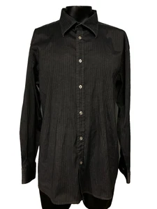 Eighty Eight Men's 2XL Button Up Shirt Dark Gray Pin Striped Satin Stretch - Picture 1 of 12