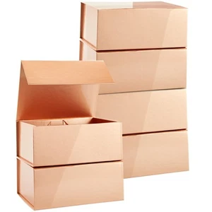 6 Pack Magnetic Gift Boxes with Lids 9.5x7x4" Bridesmaid Proposal Box, Rose Gold - Picture 1 of 10