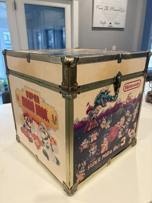 RARE 1980s Vintage Nintendo Super Mario 3 Zelda Wood Box Toy Chest Storage - Image 1 of 4