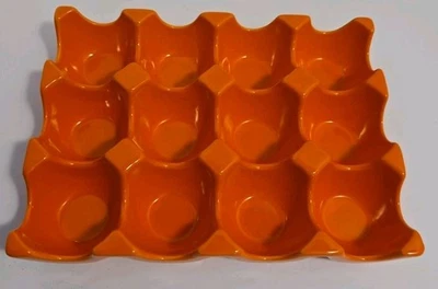 BANDEJA PORTA HUEVOS CERÁMICA RACHEL RAY 12 -NARANJA Marcador Mancha En la Parte Inferior Foto 1 de 4