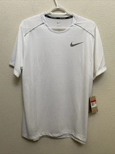 Nike Herren Dri Fit Lauf-T-Shirt Large weiß $ 35 reflektierend neu mit Etikett - Bild 1 von 10