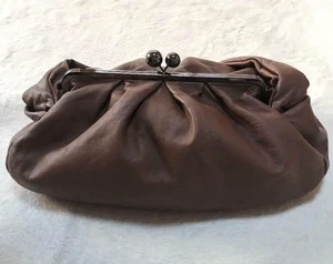 Max Mara Weekend Kaya Leather Tote Bag Brown Soft Frame Clasp Purse Used - Picture 1 of 14