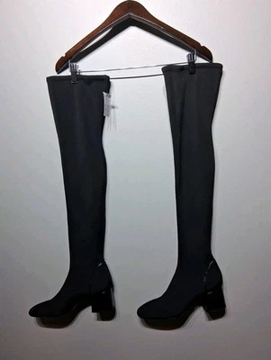 Botas negras para mujer Zara de tela elástica negras tirar por encima de la rodilla talla EU 39 NUEVAS SIN ETIQUETAS Foto 1 de 4