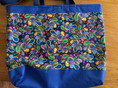 Nuevo bolso de mano espacioso hecho a mano en Vermont. Mezcla de algodón suave, totalmente forrado. Foto 1 de 4