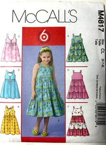 Mädchen Schnittmuster Kleid McCall's 4817 Größe 6 7 8 Neu ungeschnitten - Bild 1 von 2