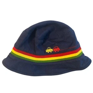 Vintage Y2K 2001 Gymboree Boys Baby Bucket Hat 3-6 Months Cars Striped Summer - Picture 1 of 10