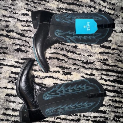 Botas de Vaquero Lane SKYLIGHT Mujer 8.5 Turquesa Negro Vaquera Occidental Media Pantorrilla Foto 1 de 4