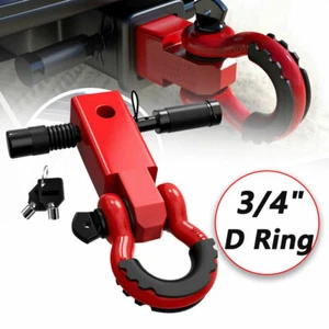 Remolque de enganche de 2"" anillo D rojo grillete todoterreno tracción de 2"" anillo D receptor de enganche - Imagen 1 de 9