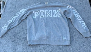 Pink Victoria Secret grauer Pullover Sweatshirt Retro weiß Logo VS Größe M - Bild 1 von 5