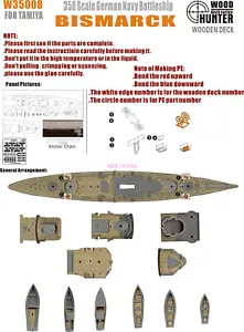 Hunter 1/350 W35008 Wood deck German Bismarck for Tamiya Top quality - Picture 1 of 1