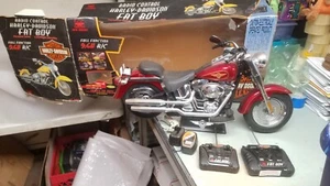 New Bright Full Function 9.6V R/C Red Harley Davidson Fat Boy Motorcycle In Box - Picture 1 of 11