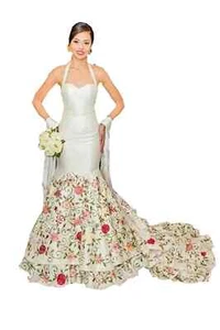Vintage Floral Embroidered Mexican Mermaid Wedding Dresses Halter Neck Satin - Picture 1 of 9
