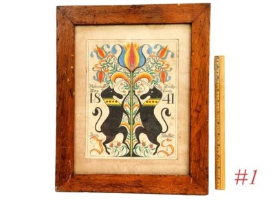 arte popular de alta calidad BERKS COUNTY PA REPRODUCCIÓN UNICORNIO Fraktur arte 1841 Foto 1 de 4