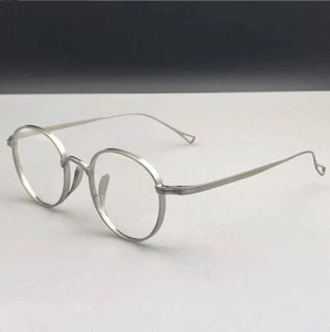 Montatura occhiali titanio puro retrò rotondi vintage argento occhiali donna uomo nuovi - Foto 1 di 6