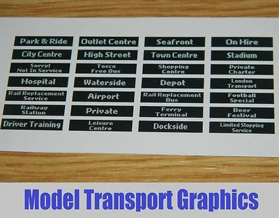 Digital Destination Decals Bus Blinds Self Adhesive 1/76 Corgi & UKBUS models