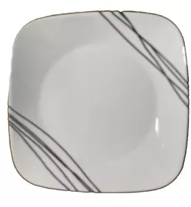 Corelle SKIZZE Quadratisch Mittagessen Teller Modernist Schwarz Kreuzung Linien 9" - Bild 1 von 8