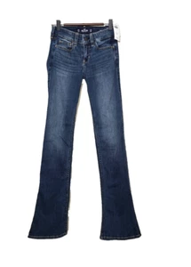 Hollister Girls Jeans Size 00R W23 L32 Classic Stretch Low Rise Boot Blue Preppy - Picture 1 of 21