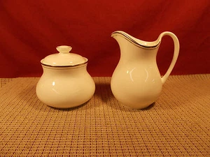 Royal Doulton China Catherine H5211 Sugar & Creamer Set All White Plat. Trim - Picture 1 of 3