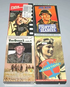 3 NEW 1 Used John Wayne VHS The Green Berets Flying Tigers Leathernecks Seabees - Picture 1 of 2