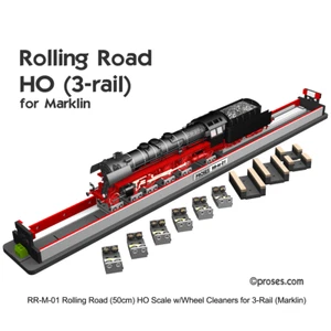 ESCALA HO 3 RIELES (para MARKLIN) CARRETERA RODANTE CON LIMPIEZA DE RUEDAS PARA MAQUETAS DE TRENES - Imagen 1 de 4