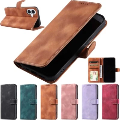 For iPhone 16 15 14 13 12 11 SE 6s 7 8 Plus Ultra Slim Wallet Leather Case Cover - Image 1 of 4