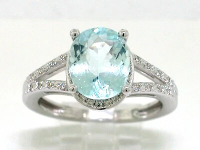 Paraiba Turmalin Ring 585 Weißgold 14Kt Gold Paraibaturmalin  40 Brillanten - Bild 1 von 4