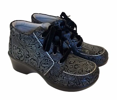 Alegria Elsa Steel Swish Botines Negro Plata Cuero Grueso Capricho Talla 6 Foto 1 de 4