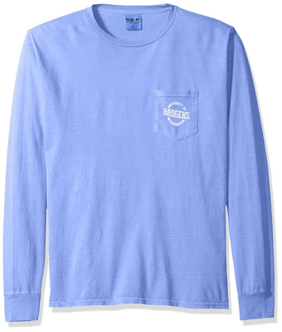 NCAA Wisconsin Badgers Dyed Ring Spun Long Sleeve Tee with Pocket, Medium, Pe Cover