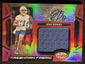 2023 Certified Josh Downs RC Red Mirror /199 Freshman Fabric Patch Auto Colts - Picture 1 of 2