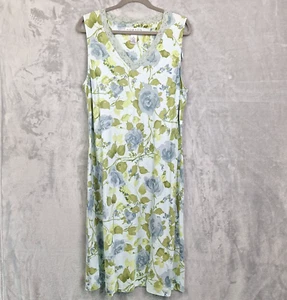 Vintage Norton Studio Dress Xtra Large Linen Blend Blue Floral Shift Cottagecore - Picture 1 of 18