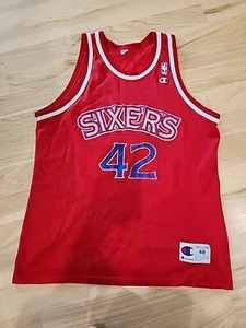 VTG Red 76ers Jerry Stackhouse #42 Sixers Champion Jersey NBA Basketball Sz 48 - Picture 1 of 9