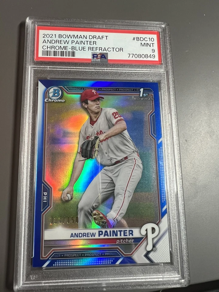 2021 Bowman Chrome Blue Refractor ANdrew Painter 123/150 PSA 9 - Image 1 of 1