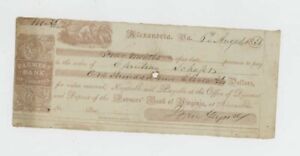  Mr Fancy Cancel Vintage 1851 Farmers National Bankl of Virginia Check #191