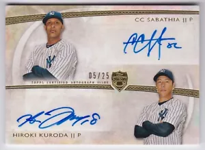 2014 Topps Supreme CC Sabathia/Hiroki Kuroda Dual Auto 05/25 Yankees - Picture 1 of 2