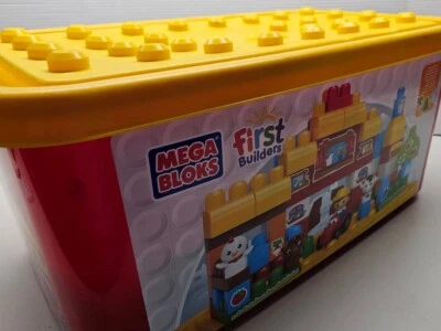 Lot of MEGA BLOKS First Builders Assorted bricks 163 pieces with tub - Image 1 of 4